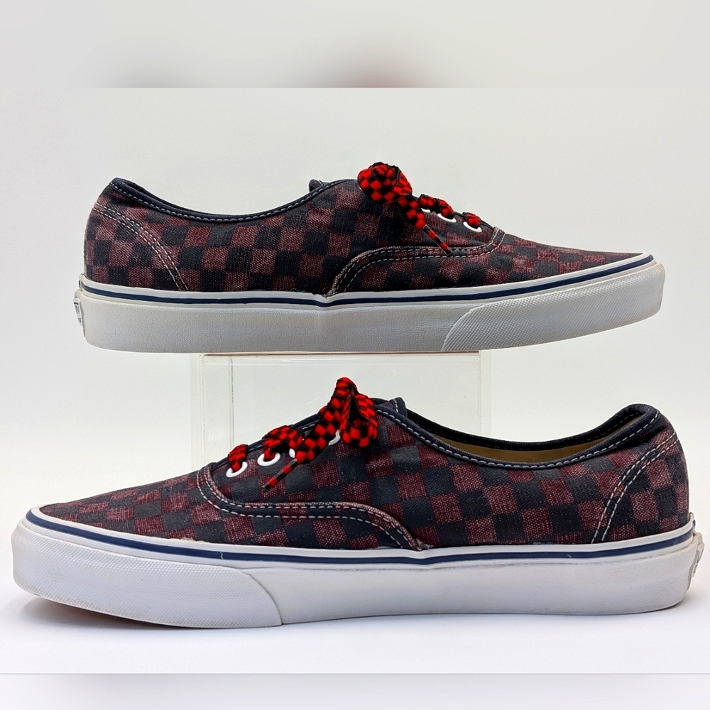 Vans Doren Red and Black Checkerboard With Checkered Shoelaces Men 10.5 Women 12 - Picture 4 of 17
